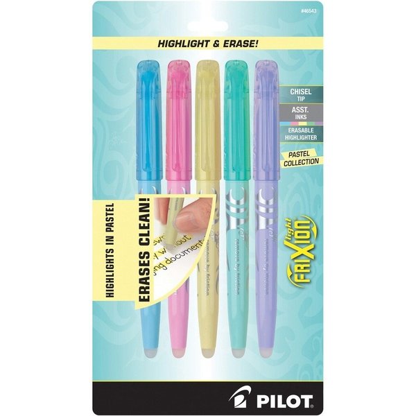 Pilot Erasable Highlighters, Chisel Tip, 5/PK, Ast Pastel 5PK PIL46543